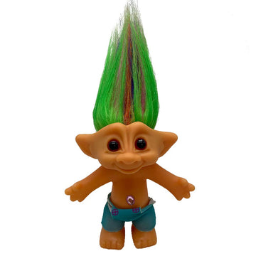 Pvc Vintage Trolls Dolls Lucky Doll Action Figures Chromatic Adorable For Collections, School Project, Arts And Crafts, Party Favors (Blue Suspenders)