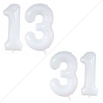 Goer Number 13 Balloons For 13Th Birthday Sweet 13 Party Decorations,42 Inch Jumbo Foil Helium 31 Balloons For 31St Birthday Party Decoration (White)