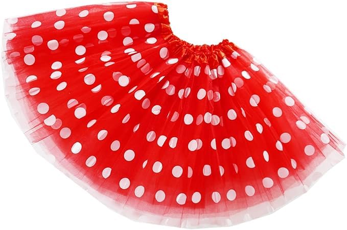 Girls Polka Dot Tutu Skirt, Red Black Blue Polka Dot Halloween Tutu Christmas Birthday Party Tulle Costume