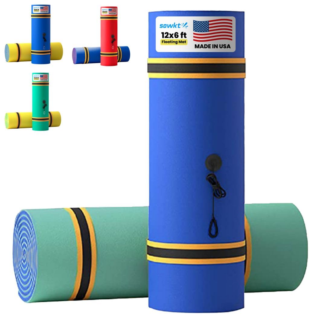 enhanced Made in USA Lily Pad Floating Mat for Lakes and Pools (12x6 ft) - Great for The Lake  Pool  Boat or as a Floating Dock - Giant Lilly Pad for mature-themeds and Kids Alike for Unlimited Water Fun