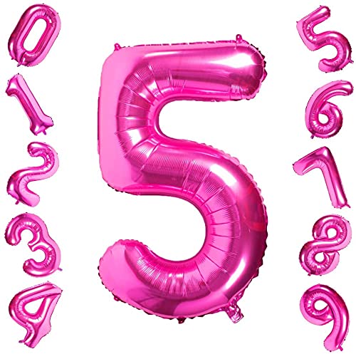 Atpata Funky Pink Number Foil Balloons for Numeric Milestone Parties (40 INCH, 5)