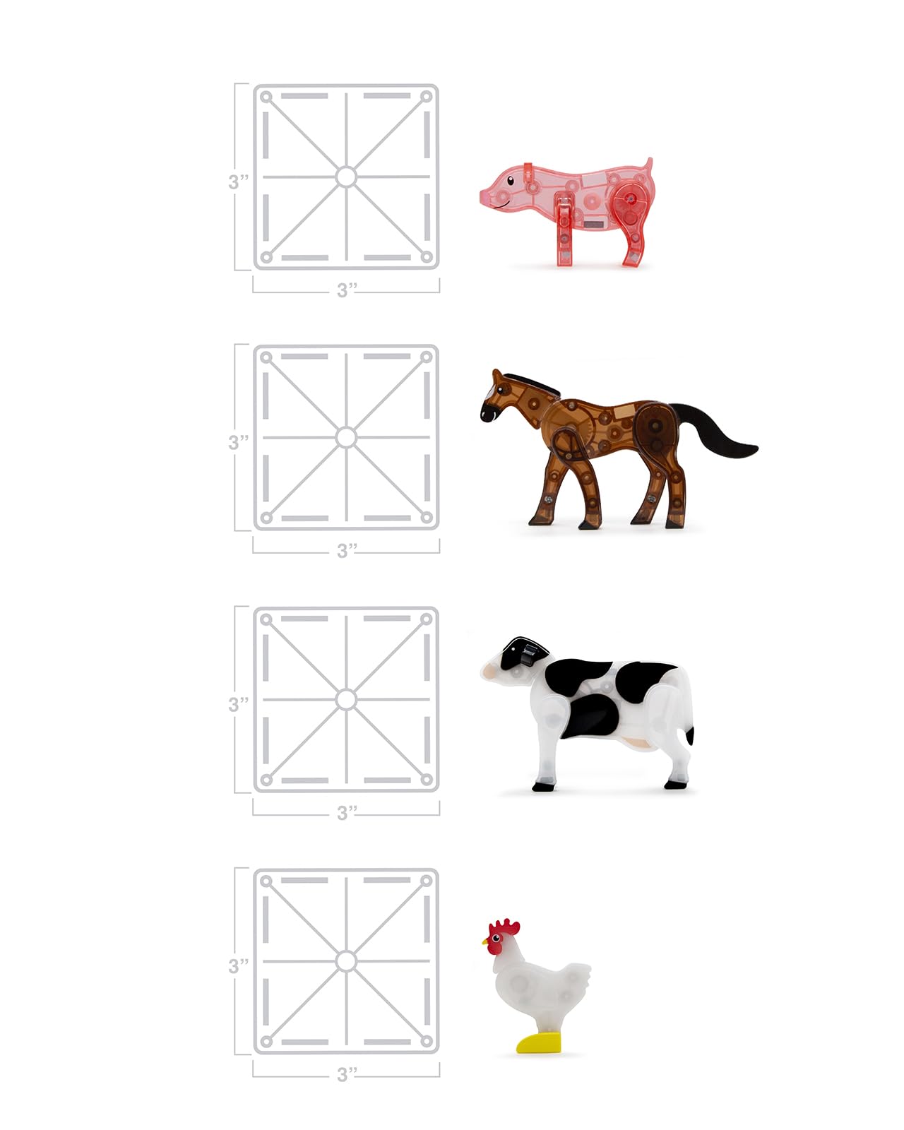Magna-Tiles Farm Animals 25-Piece Magnetic Construction Set, The Original Magnetic Building Brand