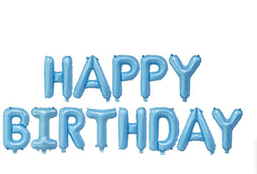 16 Inch Light Blue Happy Birthday Banner Balloons Aluminum Foil Letters Banner Balloons Sign For Men Women Kids Birthday Party D