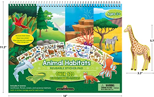 Teacher Created Resources Animal Habitats Reusable Sticker Pads - Model TCR20113 - Engaging Educational Fun for Kids