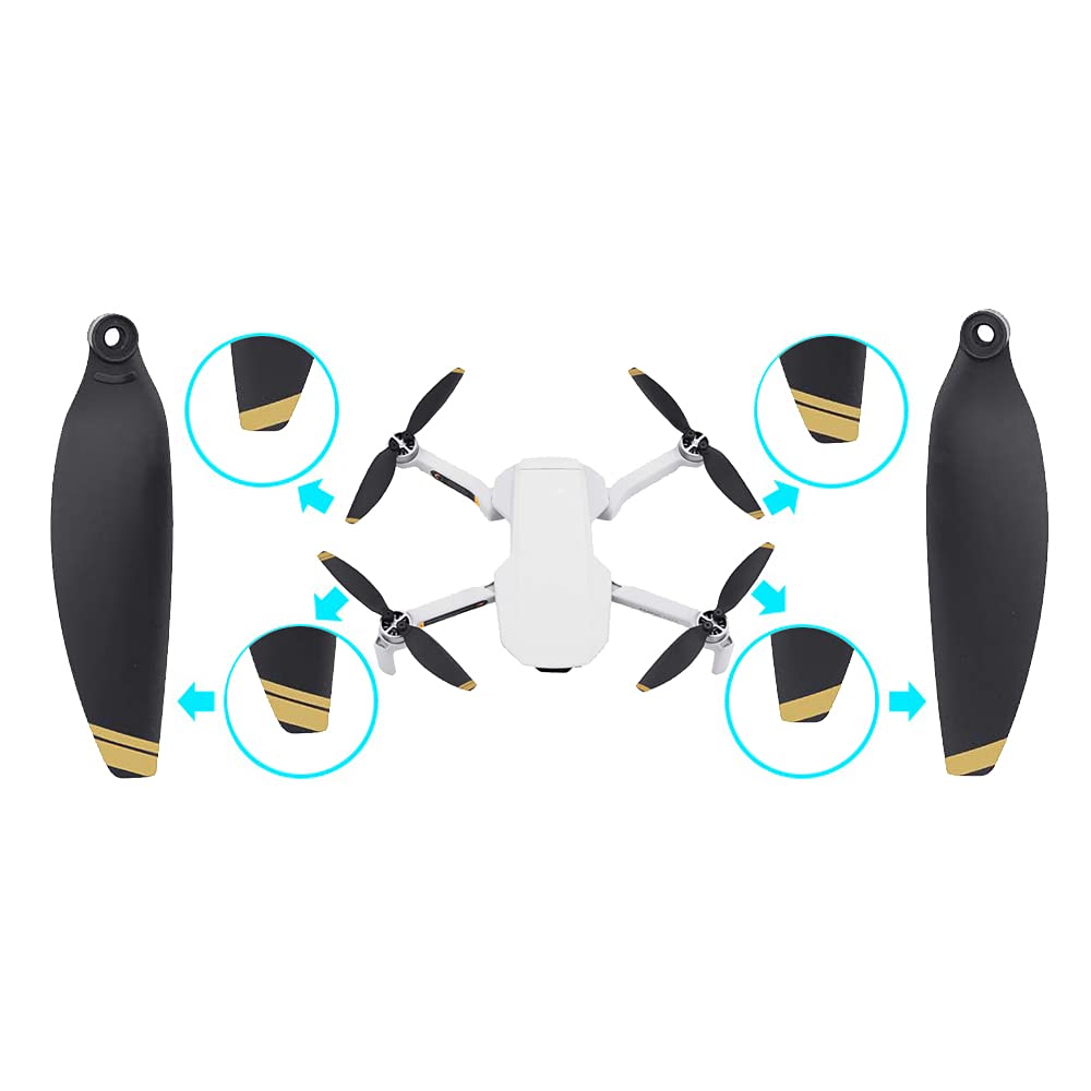 16Pcs Mavic Mini Propellers Compatible with DJI Mavic Mini Drone Replacement Low-Noise and Quick-Release Blades Props, Golden