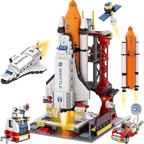Exomoon Space Shuttle Toys Building Sets(682+Pieces), Stem Spaceship Building Kit Toy With Space Transport Rocket&Airplane Launc