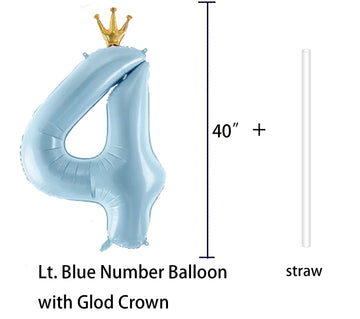 Gifloon Number 4 Balloon With Crown, Large Number Balloons 40 Inch, 4Th Birthday Party Decorations Supplies 4 Year Old Birthday
