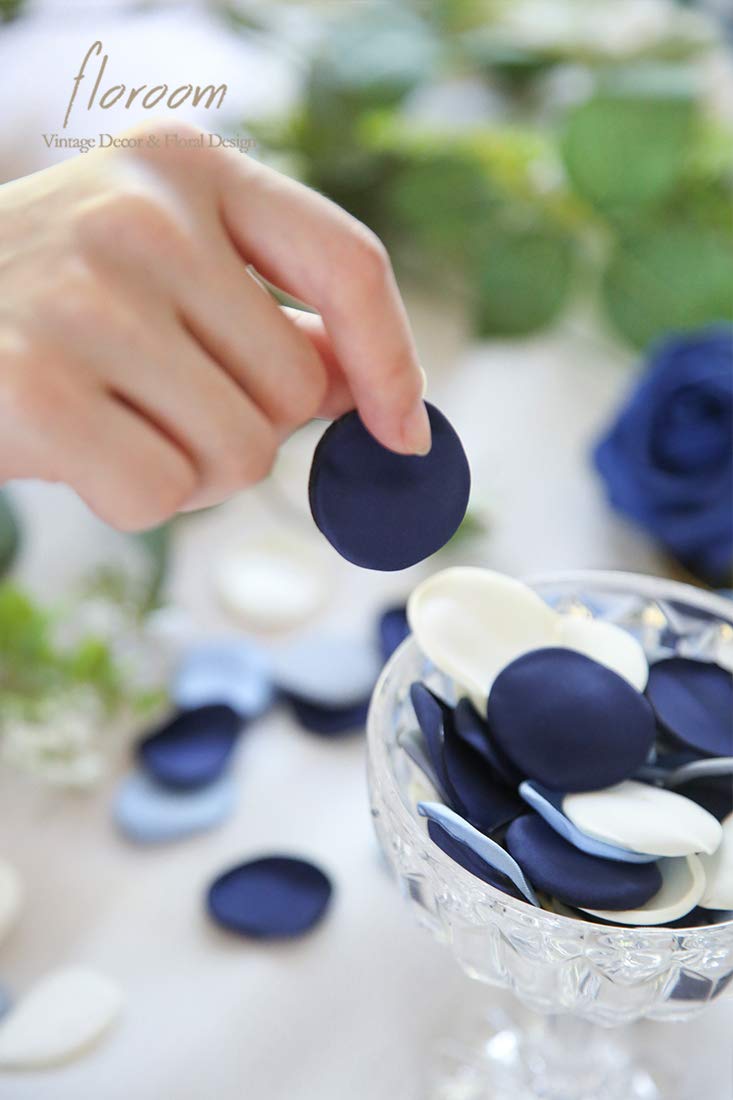 Floroom 500pcs Rose Petals Dusty Blue Navy Faux Silk Flower Petals for Wedding Flower Girl Basket Aisle Scatter Dinner Table Cen