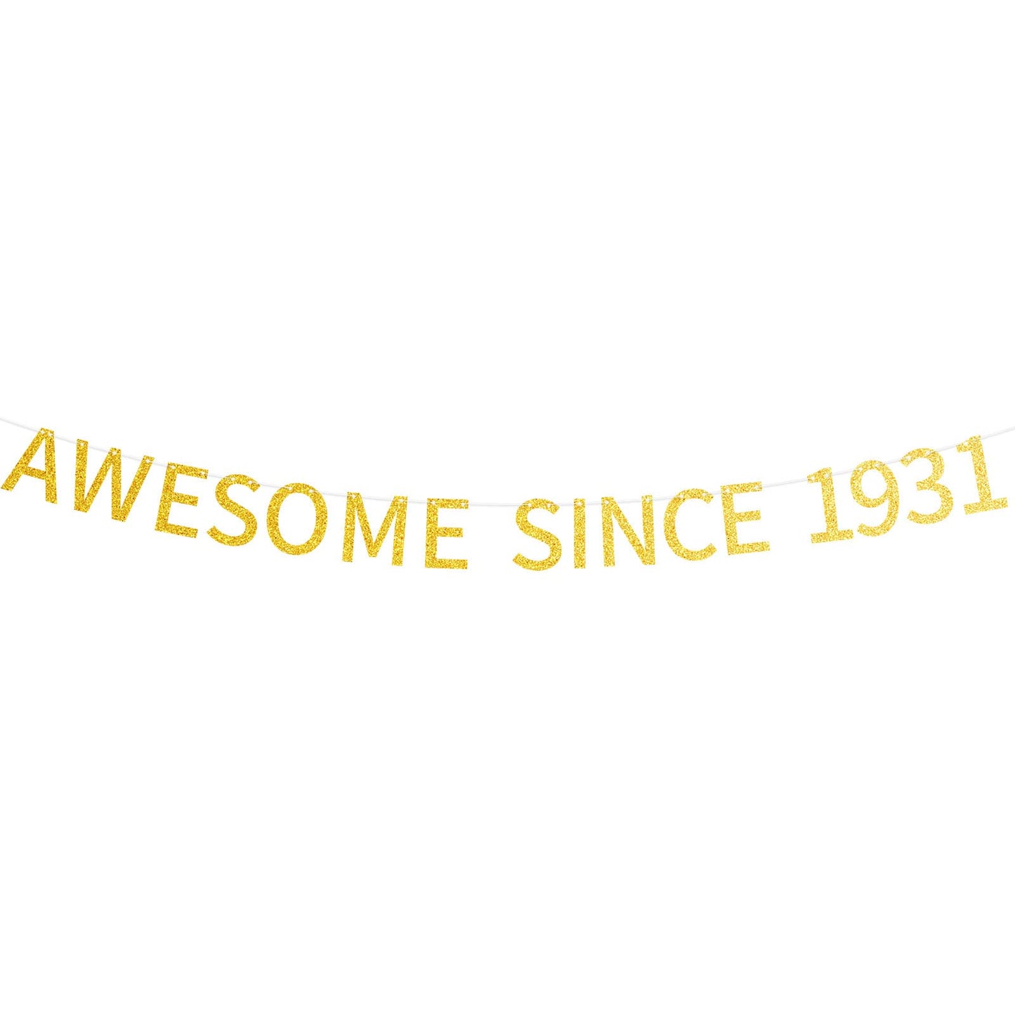 Awesome Since 1931 Banner Pre-Strung Happy 93Rd Birthday Banner Gold Glittery 93 Ninety Three Years Old Birthday Party Decoratio