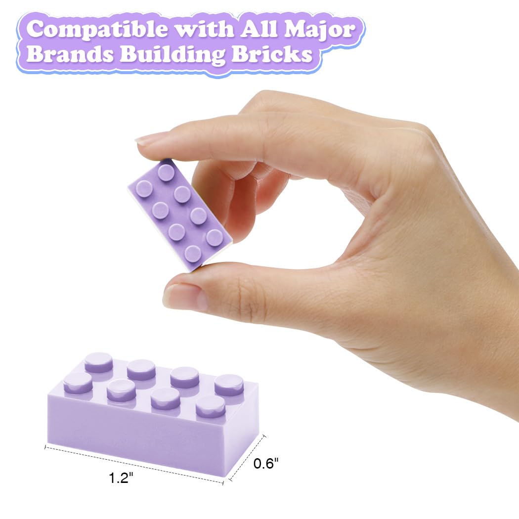 Unirolic Classic Building Bricks, 200 Piece 2X4 Building Blocks Stem Creative Building Toys, 100% Compatible With All Major Brands, Building Bricks Play Set For Kids Age 6+ (Violets)