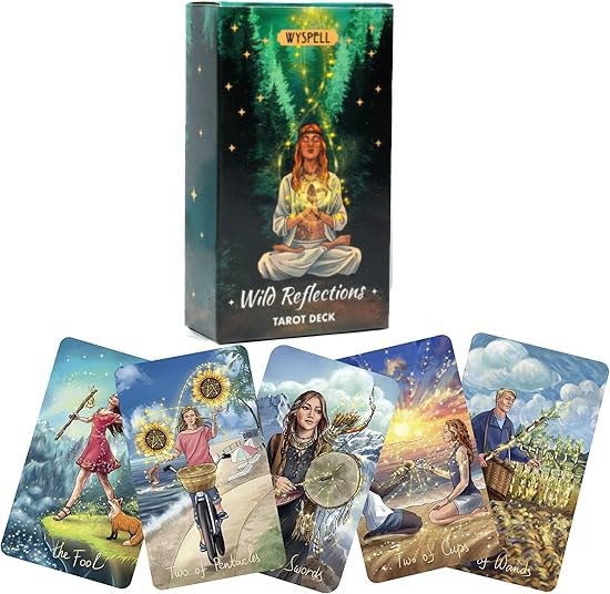 Patpat 78Pcs Tarot Card Deck Set, Retro Classic Illustration Design, Beginner Tarot Cards Enthusiasts Friendly With Guidebook, D