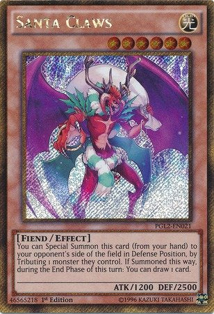 Yu-Gi-Oh! - Santa Claws (Pgl2-En021) - Premium Gold: Return Of The Bling - 1St Edition - Gold Secret Rare