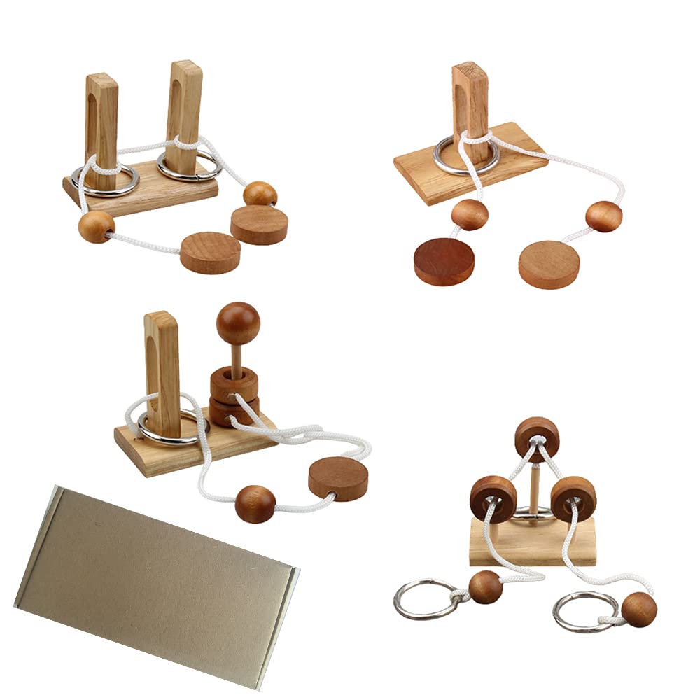 Brain Teaser Puzzle Wooden Threading Rope Loop Puzzle Luban Lock Brain Teaser Game mature-themed Kids Toy Puzzles for mature-themeds (4)