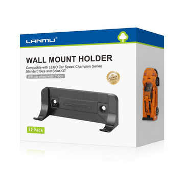 Lanmu 12 Pcs Collectible Car Wall Mount Compatible With Lego Speed Champion Series Car Standard Size And Solus Gt, Black Wall Display Vertical For Wheels Wide 3.15” & 3.15” (7-8Cm)
