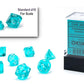 Chessex Dice Set - 10mm Translucent Teal/White Plastic Polyhedral Dice Set - Dungeons and Dragons D&D DND TTRPG Dice - Includes