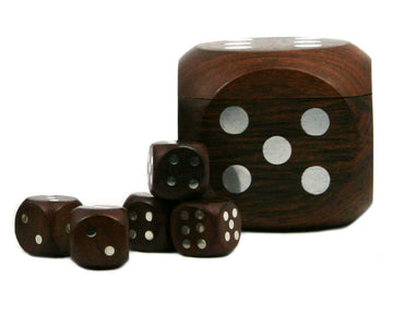 Authentic Models, Dice Box With 5 Dices, Silver