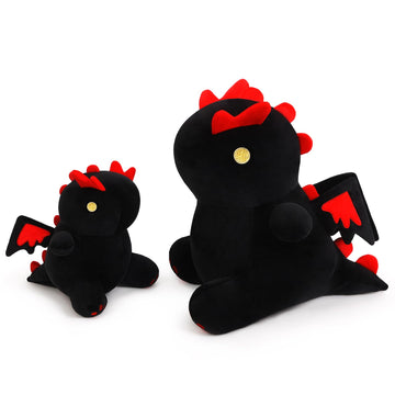 Sausudols Soft Dinosaur Plush Stuffed Black Dino Plushies Cute Dinosaur Plush with Red Wings Birthday Gifts for Girls Kids 15.7 