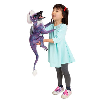 Folkmanis Beaked Dragon Hand Puppet, Purple; Black; White
