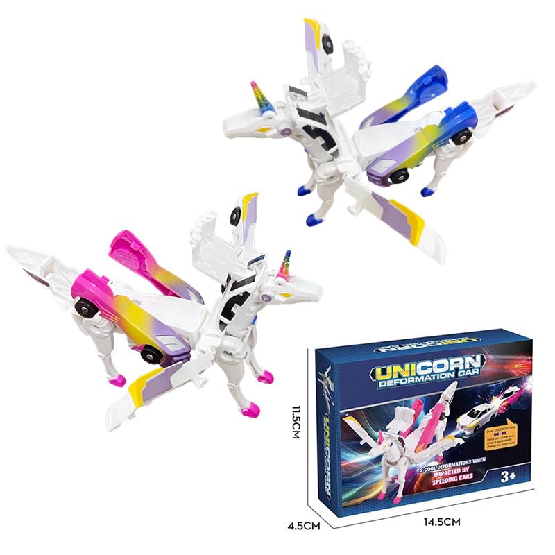 Transforming Car Robot Toys, Unicorn Racing Car Set, Boys and Girls, Automatic Deformation, Magnetic Connections, Educational, C