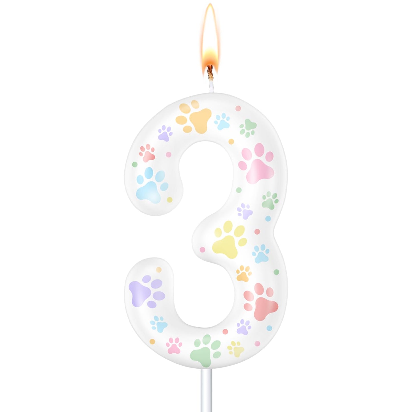 MTLEE Pastel Dog Paw Candles Birthday Cake Decorations Cake Cupcake Topper for Boy and Girl Birthday Decoration(3)