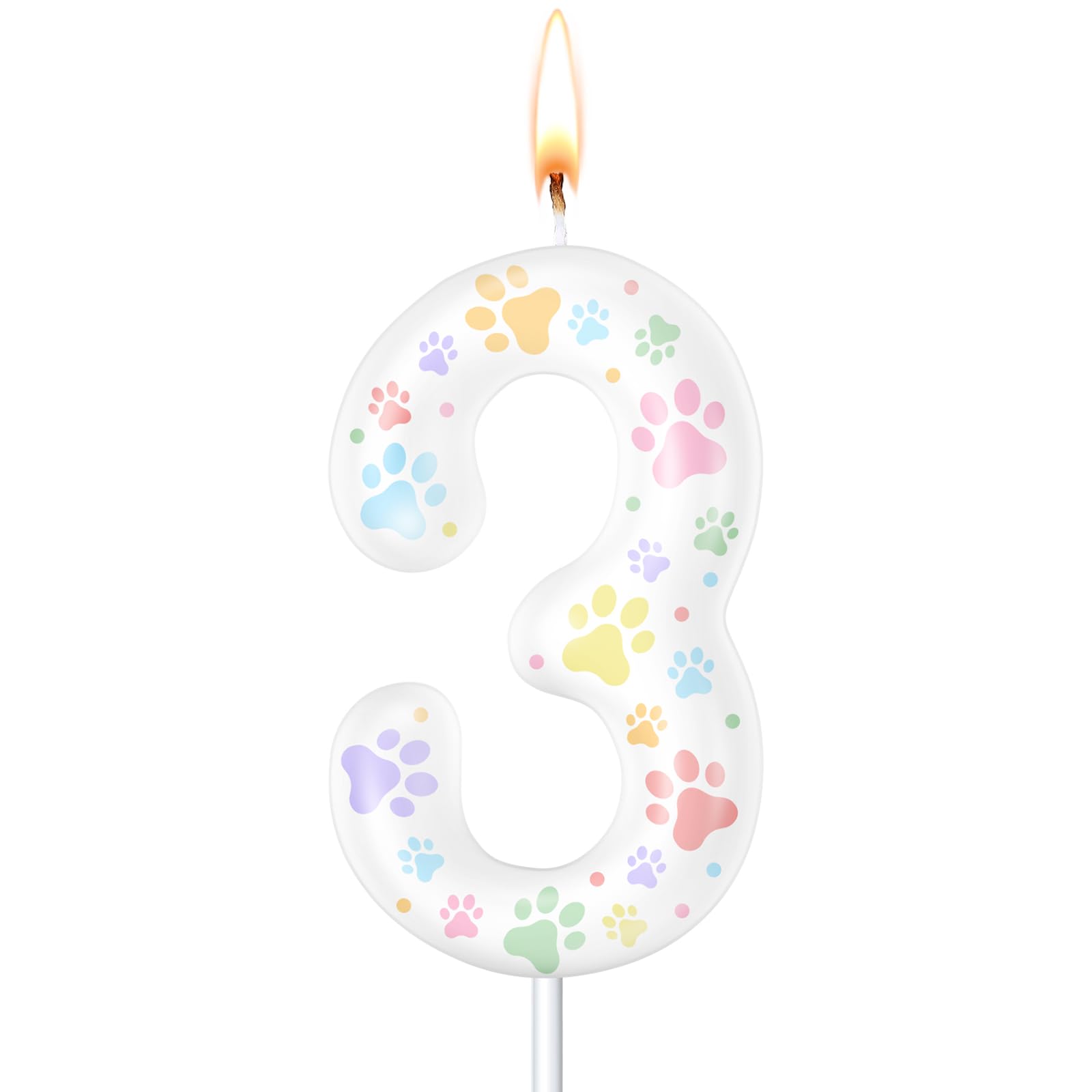 MTLEE Pastel Dog Paw Candles Birthday Cake Decorations Cake Cupcake Topper for Boy and Girl Birthday Decoration(3)