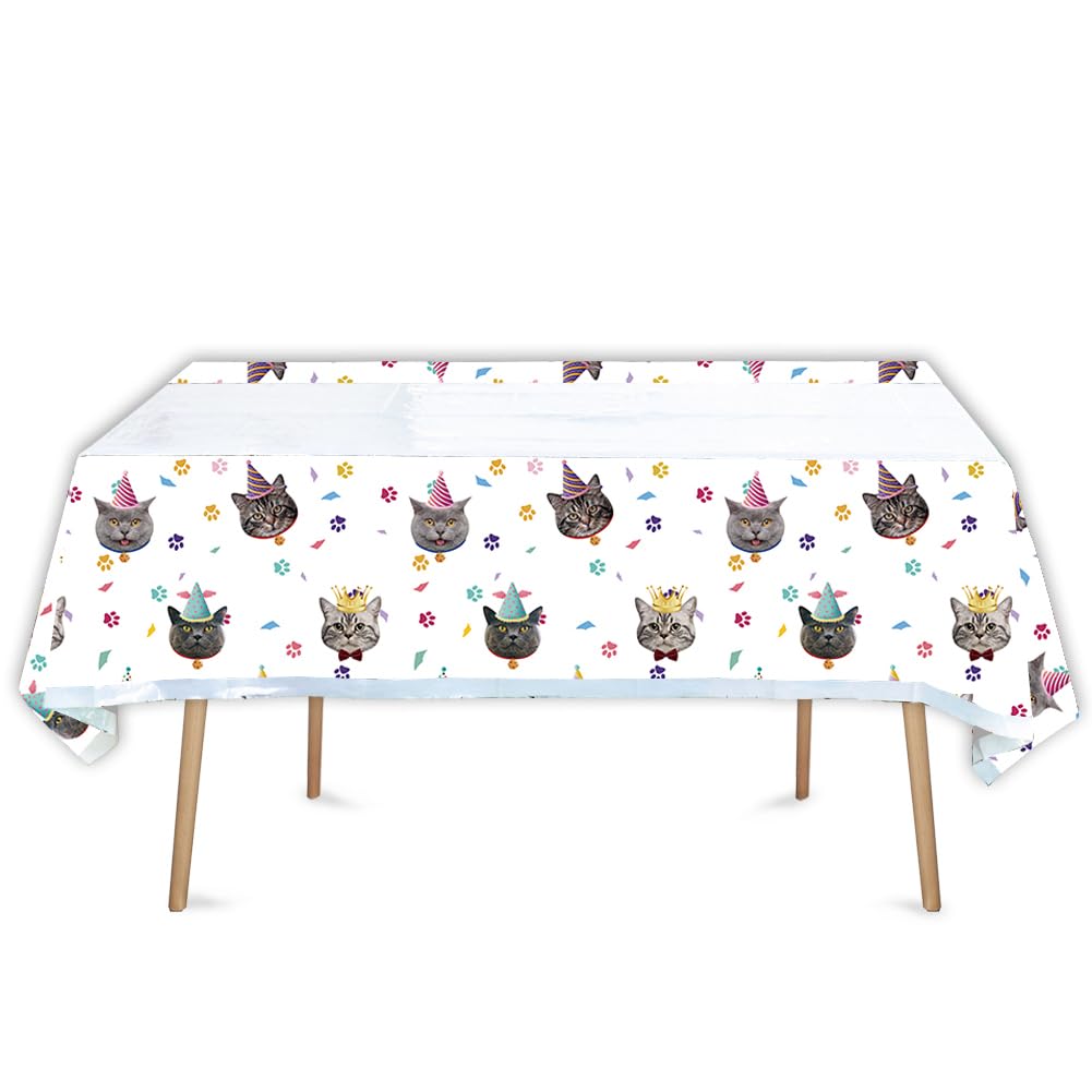 41Pcs Cat Party Supplies,Include 20 Plates, 20 Napkin And 1Pcs Tablecloth,Used For Birthday Party Decoration (Cat Eee)