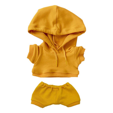 Niannyyhouse 10Cm Plush Doll Clothes Elastic Solid Sportswear Suits Hoodie Pants Soft Stuffed Plush Toy Dress Up Accessories (Ye