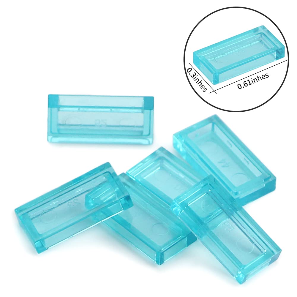 Transparent Light Blue 1×2 Tile ×700 Parts And Pieces Flat Moc Bricks, Bulk Building Blocks For Smooth Surface Wall Floor, Toy Accessories Compatible With Major Brands