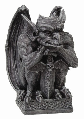Gargoyle With Shield Statue Cold Cast Resin Figurine