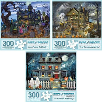 Bits And Pieces - Value Set Of Three - 300 Piece Jigsaw Puzzles For Adults - Large Piece 300 Pc Halloween Jigsaws By Artist Ruan