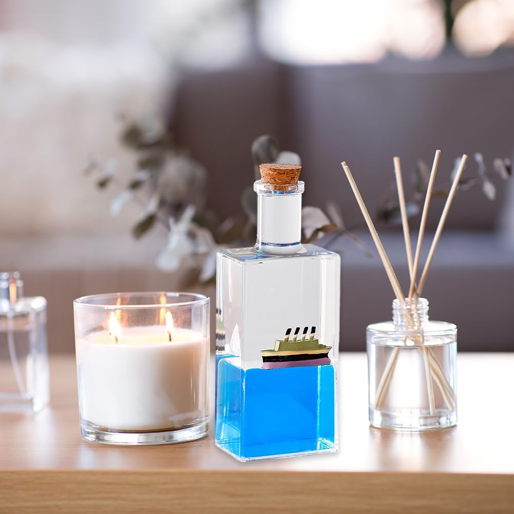Generic Titanic Cruise Ship Liquid Drift Bottle Decor Unsinkable Titanic Model Boat In A Box Cruise Ship Paperweight Desk Orname