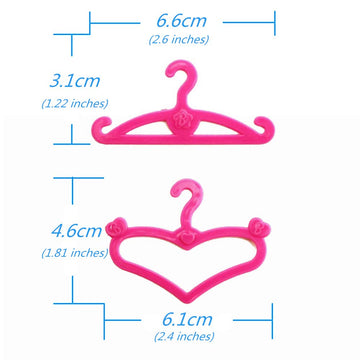 E-Ting 60 Pcs Pink Plastic Little Hangers For Girl Doll Dress Clothes Gown Doll Clothes Accessories