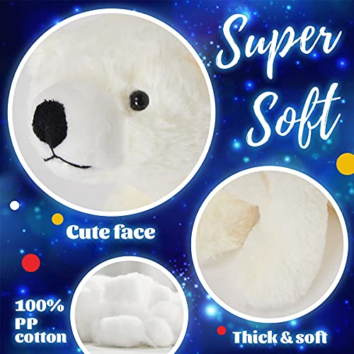 Glow Guards Musical Light up Polar Bear Stuffed Animal Singing Soft Plush Toy with LED Night Lights Nursery Songs Glow Bedtime P