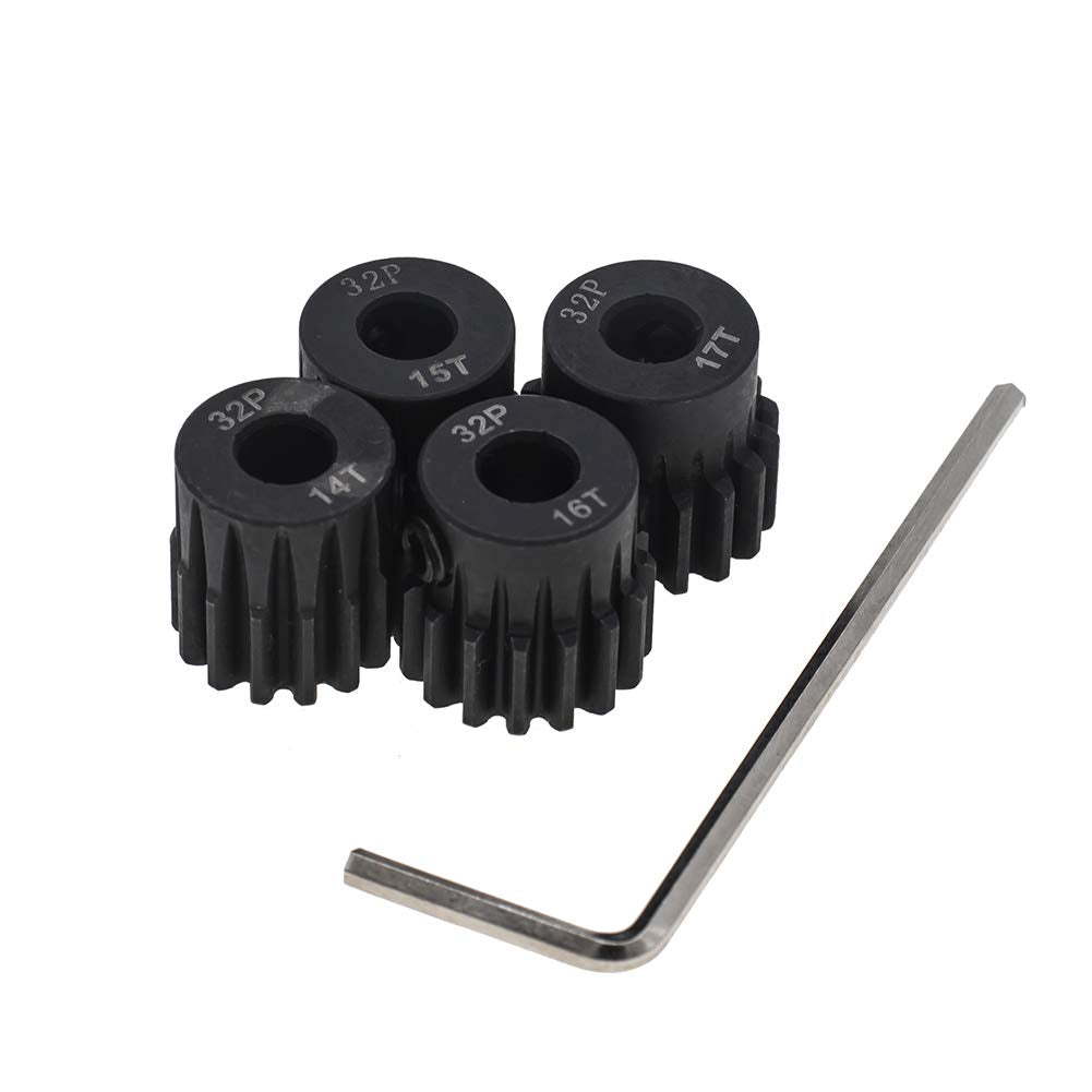 Gthele 4Pcs 32P Pinion Gear 5Mm Set Hardened 14T 15T 16T 17T 32 Pitch Gears Rc Upgrade Part With Screwdriver