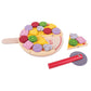 Bigjigs Toys Wooden Cutting Pizza with Wooden Toppings and Pizza Slicer - Play Food and Role Play for Kids