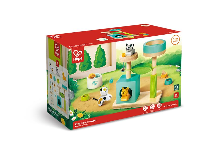 Hape Cute Kitten House Toy Set, Wooden Toys, Dollhouse Accessories
