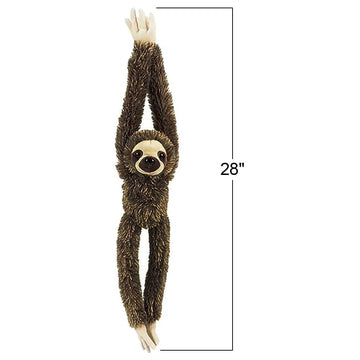 Artcreativity Brown Hanging Sloth Plush Toy, 28 Inch Stuffed Three-Toed Sloth With Realistic Design, Soft And Huggable, Cute Nursery Decor, Best Birthday Gift For Boys And Girls