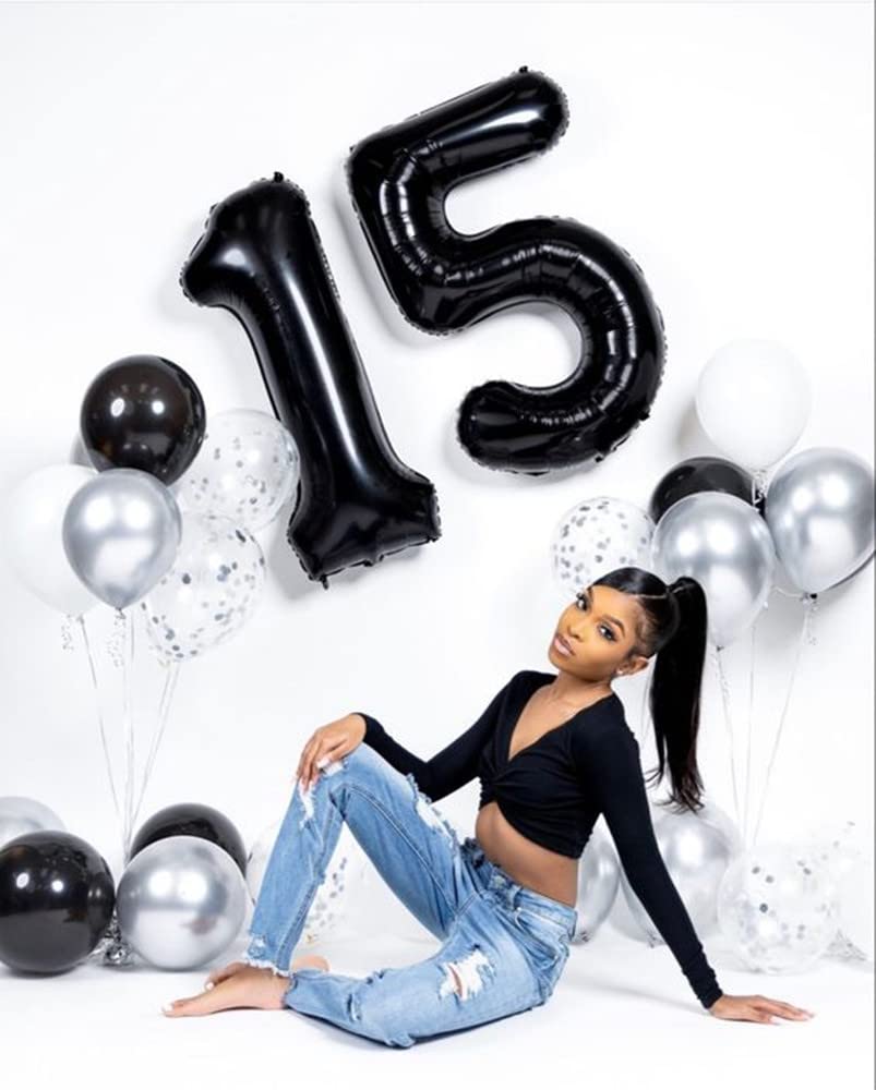40 Inch Number 8 Balloon, Giant Black 8 18 28 80 Birthday Balloons For Men Boys, 8Th Birthday Decorations Party Supplies, Weddin