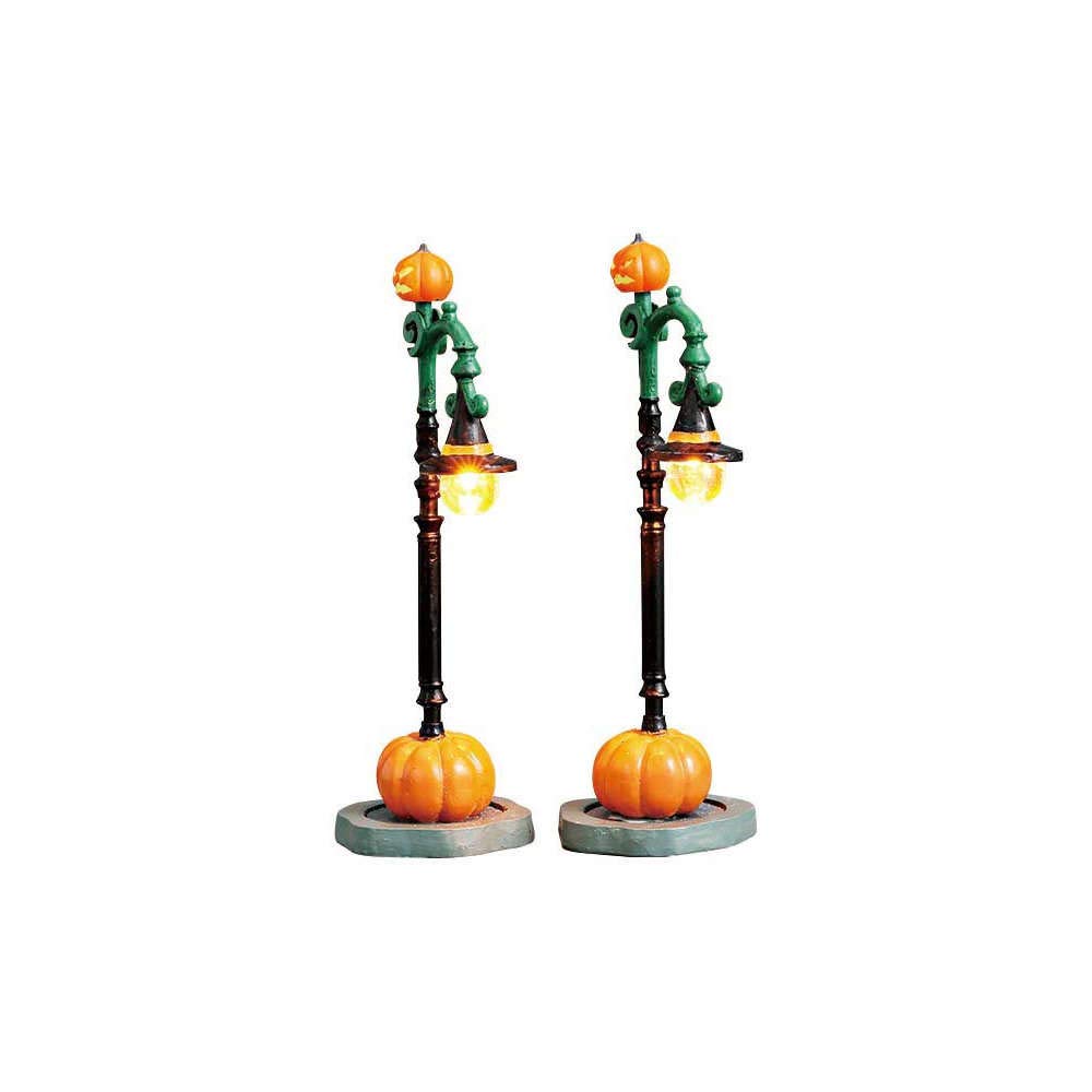 Lemax Spooky Town Witch Pumpkin Patch Lights Set of 2, Black Plastic, B/O (4.5V) #74217