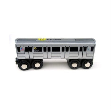 Munipals New York City Subway Wooden Railway (B Division)-Child Safe And Tested Wood Toy Trains (N Train)