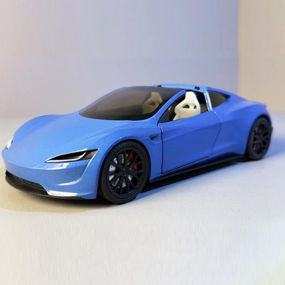 1/24 Diecast Roadster Model Car with Pull Back Function, Sound and Light, Alloy Metal Vehicles Roadster Toy Car Ideal Collectibl