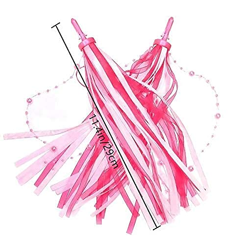 Kortes 1 Pack Kids Bike Bell And 2 Pack Kids Bike Streamers For Children'S Bike Accessories (Pink, Red,& Blue) (Pink & White)