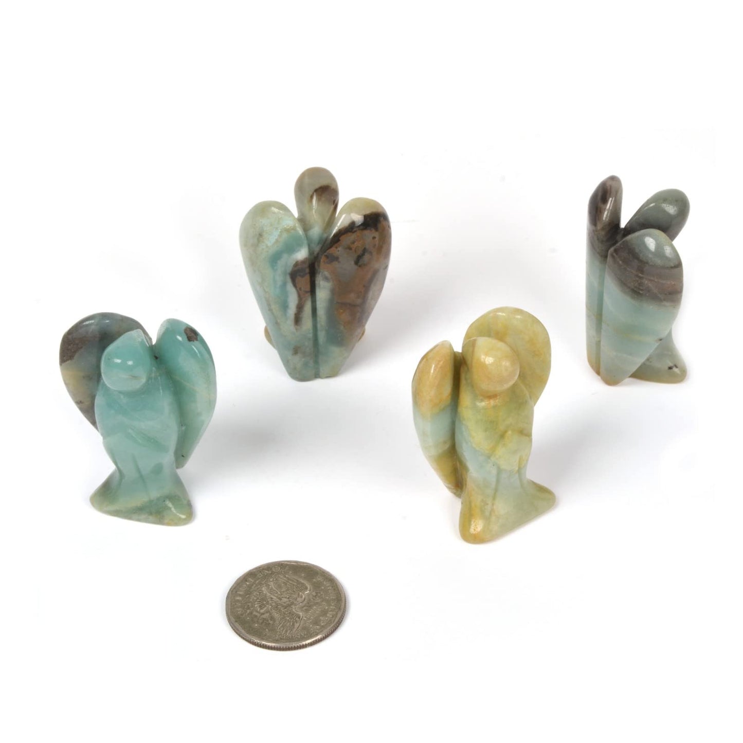 Justinstones Carved Amazonite Gemstone Peace Angel Pocket Guardian Angelhealing Statue 2 Inch