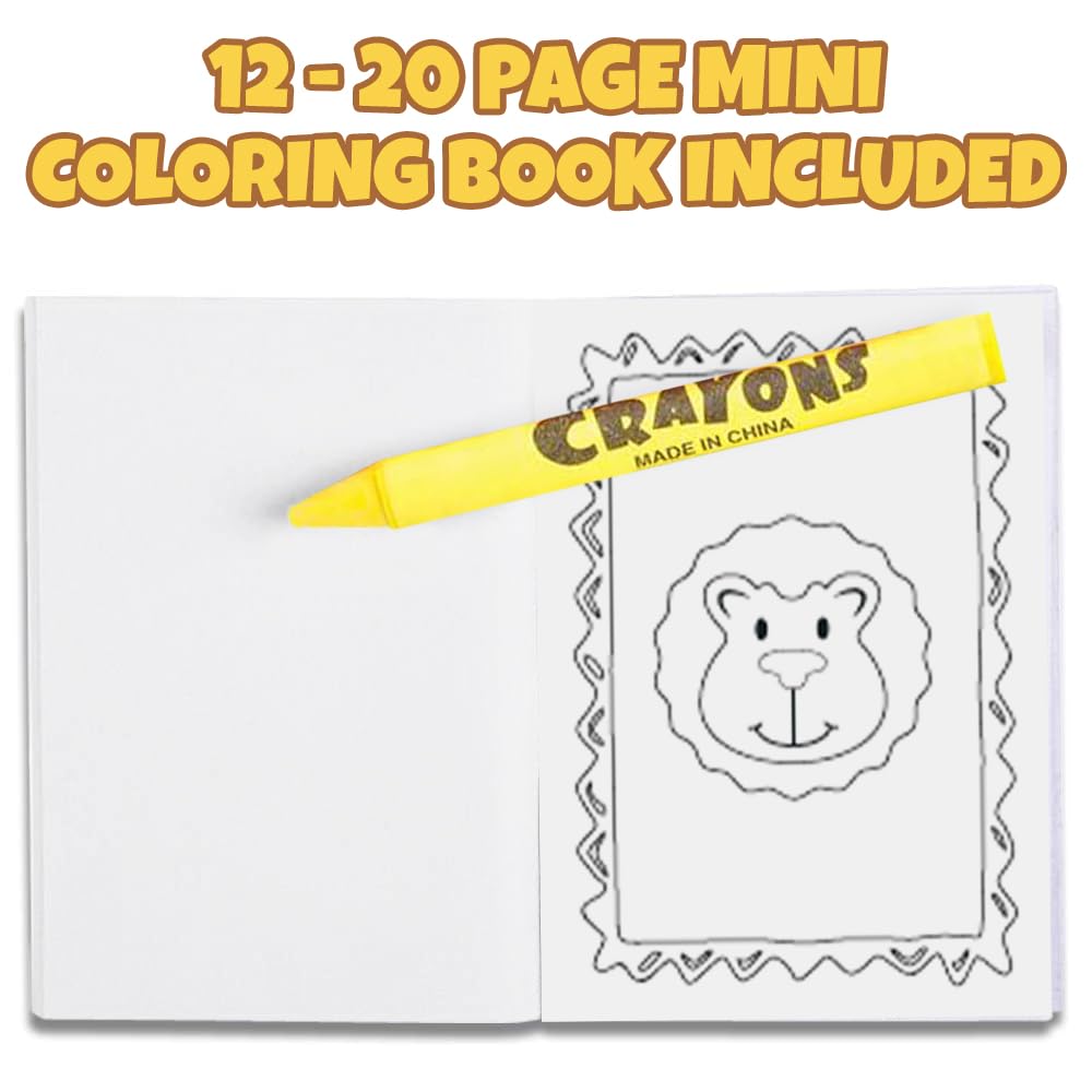 ArtCreativity Zoo Animal Mini Coloring Book Kit (12 Sets) Each Set Includes 1 Small Color Book and 4 Crayons- Zoo Theme Party Fa