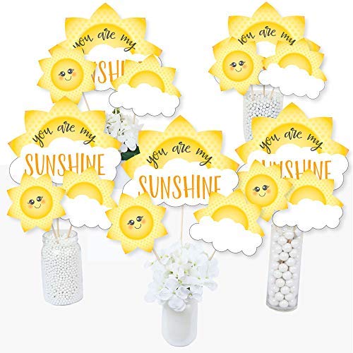 Big Dot of Happiness You are My Sunshine - Baby Shower or Birthday Party Centerpiece Sticks - Table Toppers - Set of 15