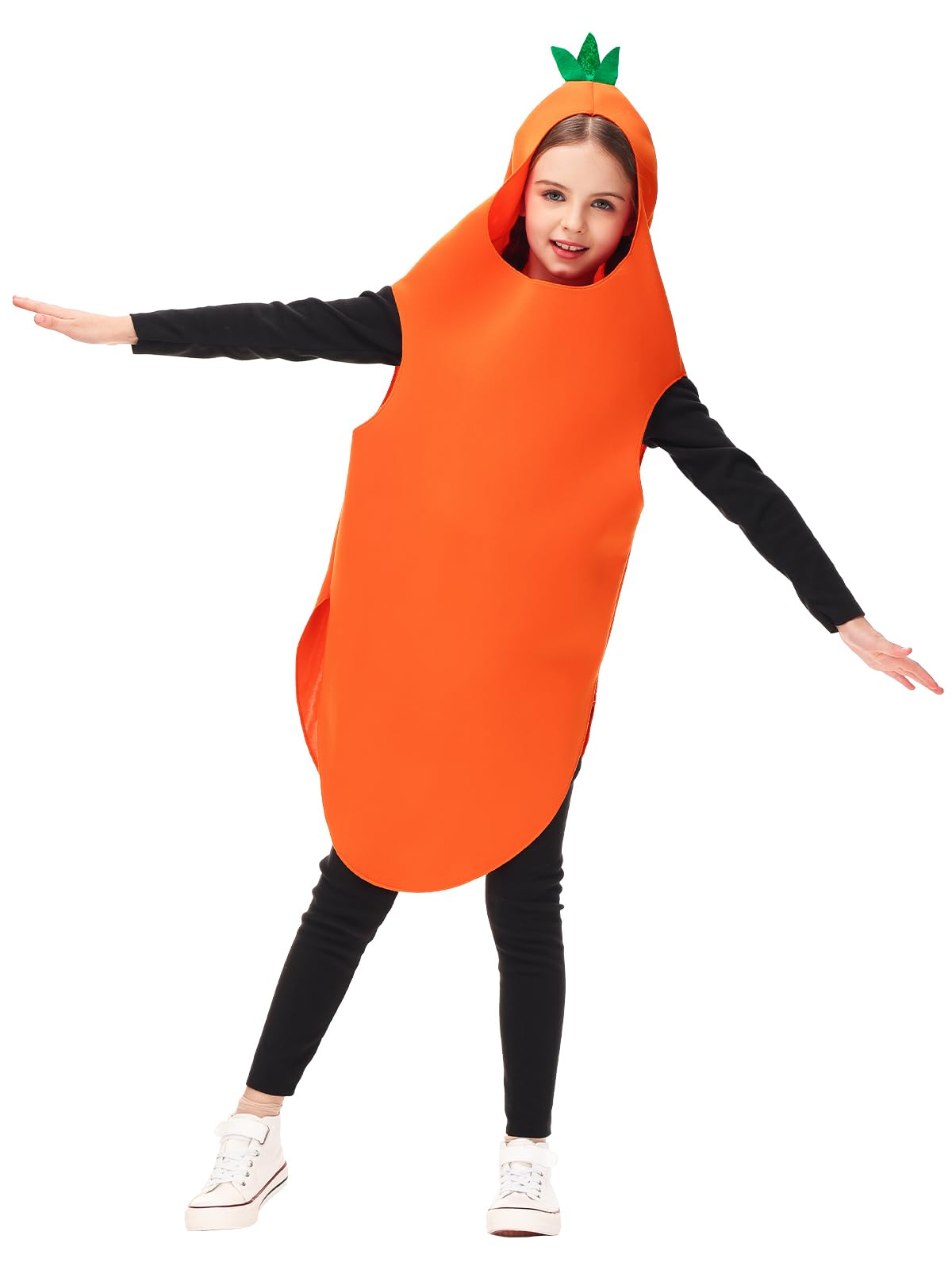 AOBUTE Kids Carrot Costume - Realistic 3D Print Outfit, Medium, Polyester, Halloween Cosplay for Boys Ages 8-10