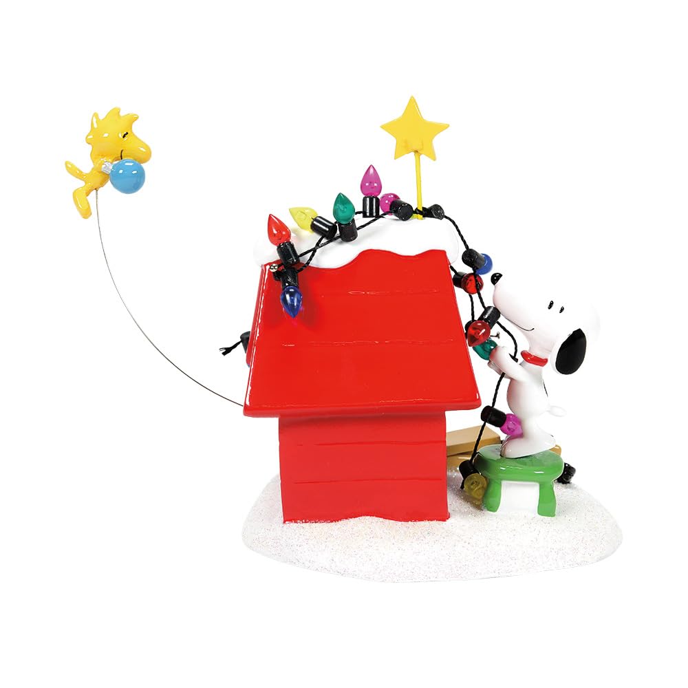 Department 56 Peanuts Decoration, Snoopy’S Dog House, Woodstock, Christmas Lights, 8', Red