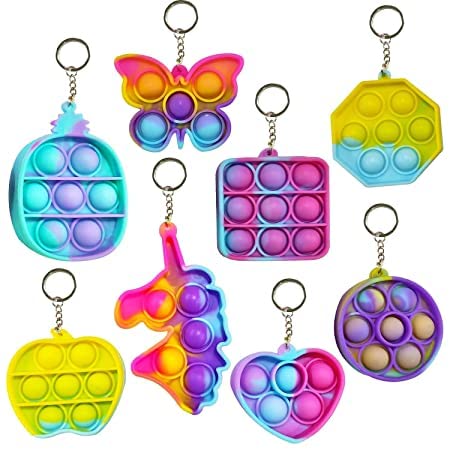 Vedzme 10Pc Pop It Pop Its Rainbow Pop Fidget Toys Poppet Push Pop Bubble Fidget Popping Sensory Toy For Kids And Adults, Fidget