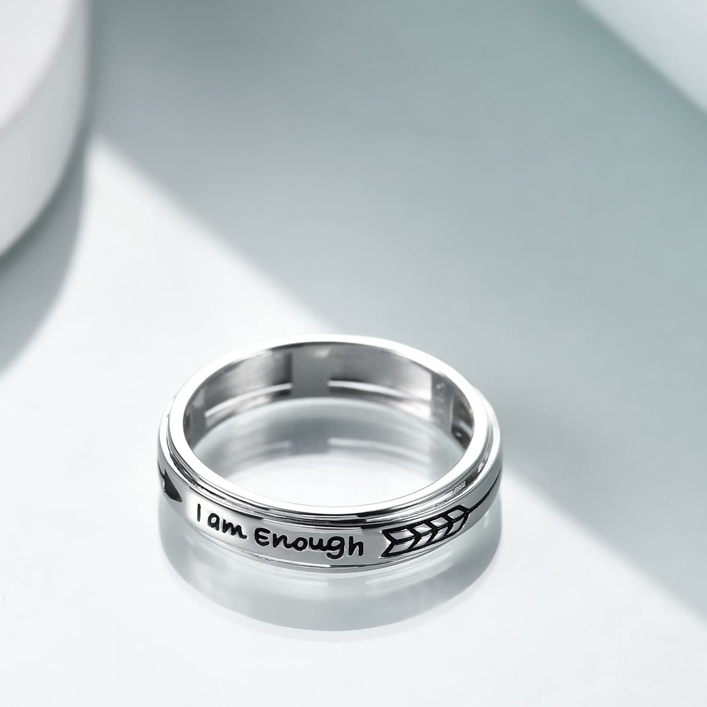 Onefinity Spinner Anxiety Ring Sterling Silver Fidget Ring For Anxiety I Am Enough Inspirational Stress Relief Rings For Women M