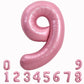 Toniful 40 Inch Light Pink Large Macaron Numbers Balloons 0-9, Number 9 Digit 9 Helium Balloons, Foil Mylar Big Number Pastel Ba